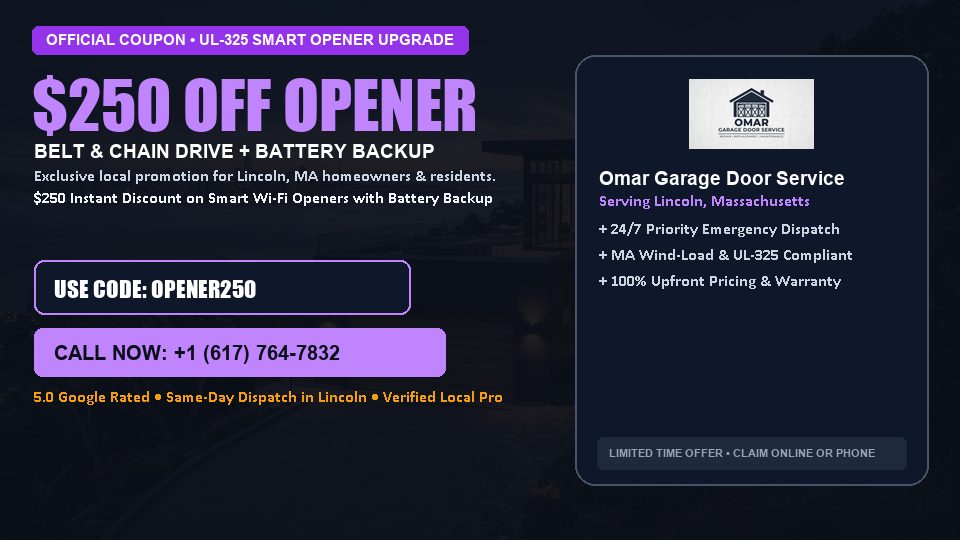 $250 OFF Smart Wi-Fi Garage Door Opener Installation in Lincoln, MA - Omar Garage Door Service