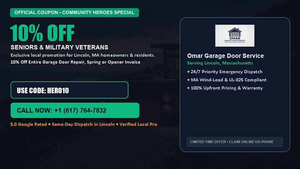 10% OFF Senior, Military & First Responder Discount in Lincoln, MA - Omar Garage Door Service